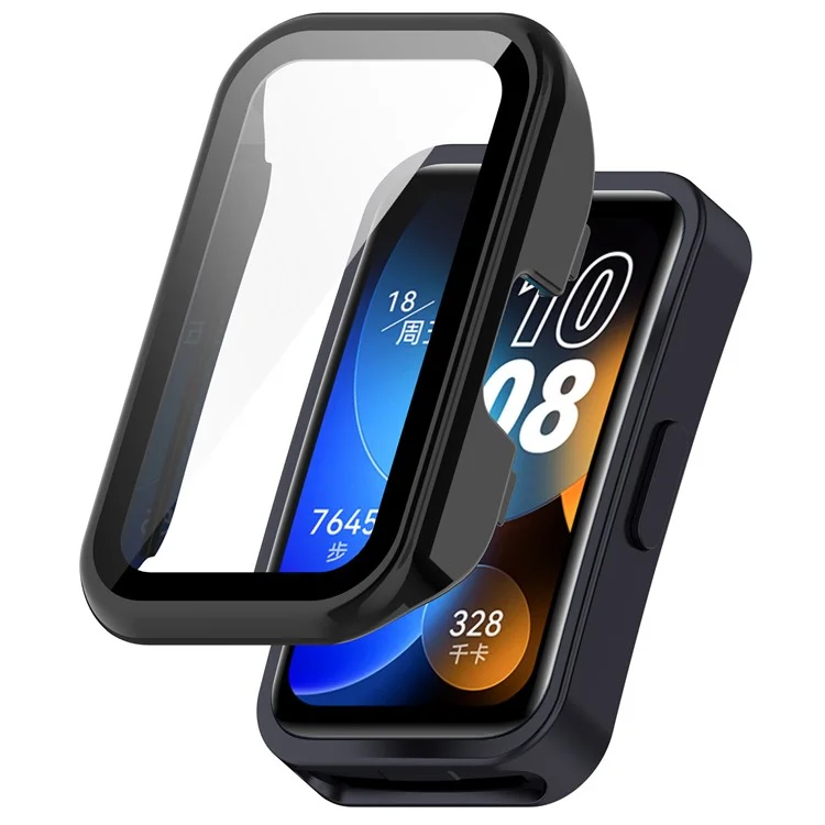 Per Huawei Band 8 / 8 NFC / 9 / 9 NFC Custodia rigida in PC con pellicola protettiva in vetro temperato per lo schermo dell'orologio - Nero
