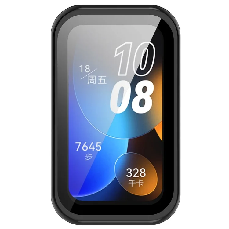 Per Huawei Band 8 / 8 NFC / 9 / 9 NFC Custodia rigida in PC con pellicola protettiva in vetro temperato per lo schermo dell'orologio - Nero