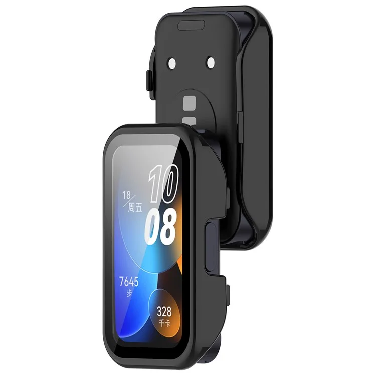Per Huawei Band 8 / 8 NFC / 9 / 9 NFC Custodia rigida in PC con pellicola protettiva in vetro temperato per lo schermo dell'orologio - Nero