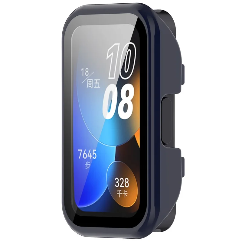 Für Huawei Band 8 / 8 NFC / 9 / 9 NFC Hartplastik-Uhrengehäuse mit gehärtetem Glas-Displayschutzfolie - Dunkelblau