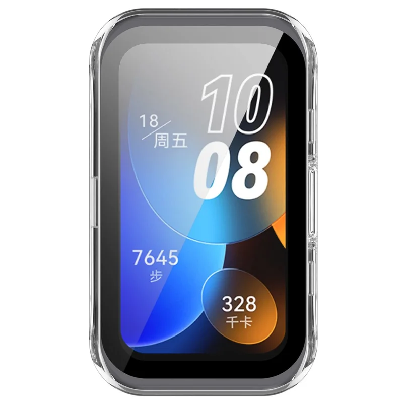 Pour Huawei Band 8 / 8 NFC / 9 / 9 NFC Étui de montre en PC dur avec film de protection d'écran en verre trempé - Blanc transparent