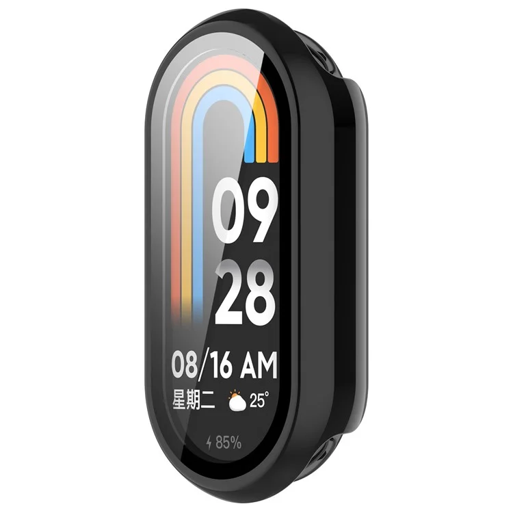 For Xiaomi Smart Band 8 / 8 NFC PC Case+Glossy Style Tempered Glass Screen Protector - Black