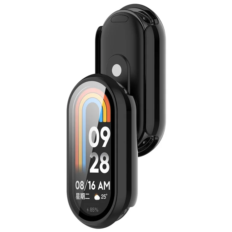 For Xiaomi Smart Band 8 / 8 NFC PC Case+Glossy Style Tempered Glass Screen Protector - Black