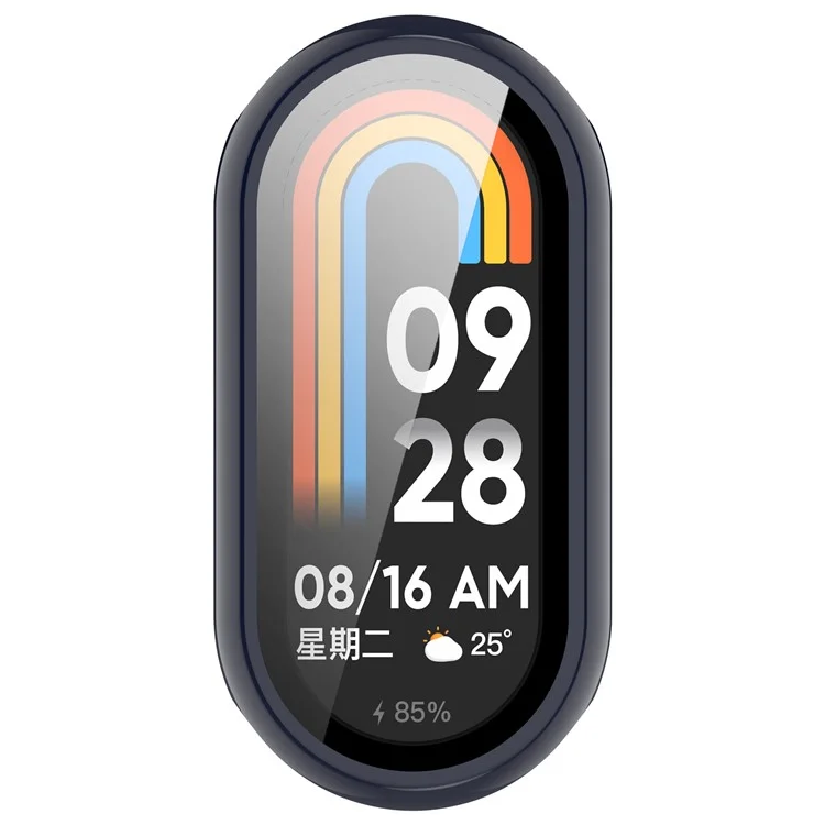 For Xiaomi Smart Band 8 / 8 NFC PC Case+Glossy Style Tempered Glass Screen Protector - Dark Blue