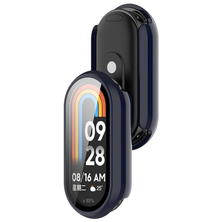 For Xiaomi Smart Band 8 / 8 NFC PC Case+Glossy Style Tempered Glass Screen Protector - Dark Blue