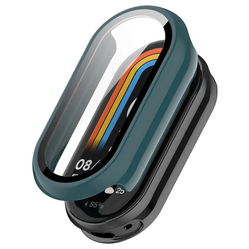 For Xiaomi Smart Band 8 / 8 NFC PC Case+Glossy Style Tempered Glass Screen Protector - Green