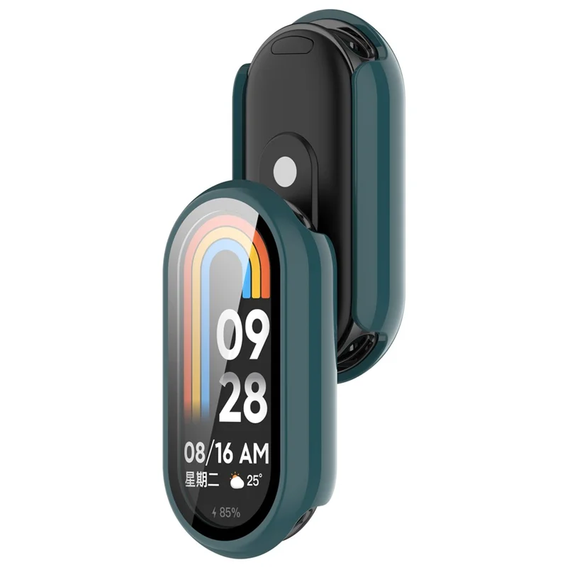 For Xiaomi Smart Band 8 / 8 NFC PC Case+Glossy Style Tempered Glass Screen Protector - Green
