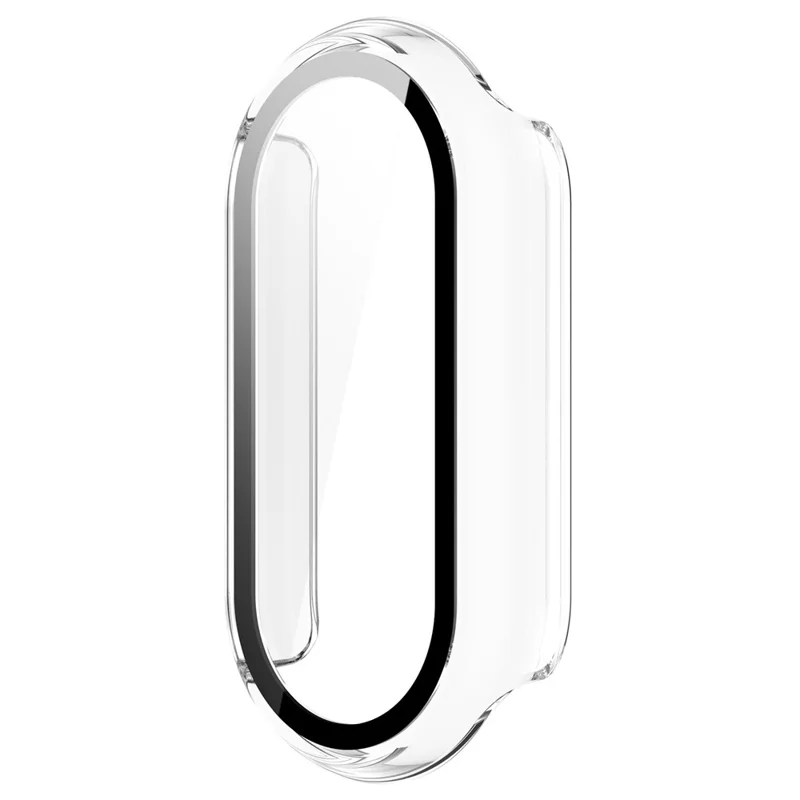 For Xiaomi Smart Band 8 / 8 NFC PC Case+Glossy Style Tempered Glass Screen Protector - Transparent White
