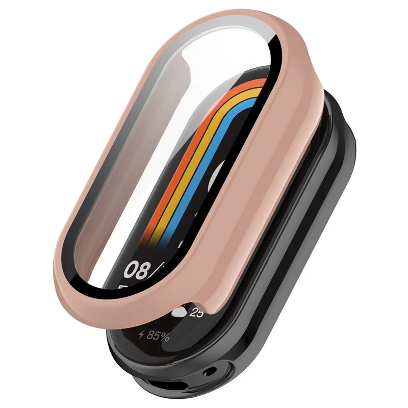 Pour Xiaomi Smart Band 8 / 8 NFC Étui PC + Protecteur d'écran en verre trempé de style brillant - Rose