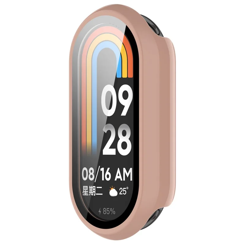 Pour Xiaomi Smart Band 8 / 8 NFC Étui PC + Protecteur d'écran en verre trempé de style brillant - Rose