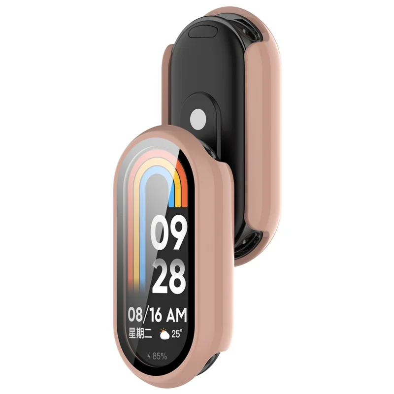Pour Xiaomi Smart Band 8 / 8 NFC Étui PC + Protecteur d'écran en verre trempé de style brillant - Rose
