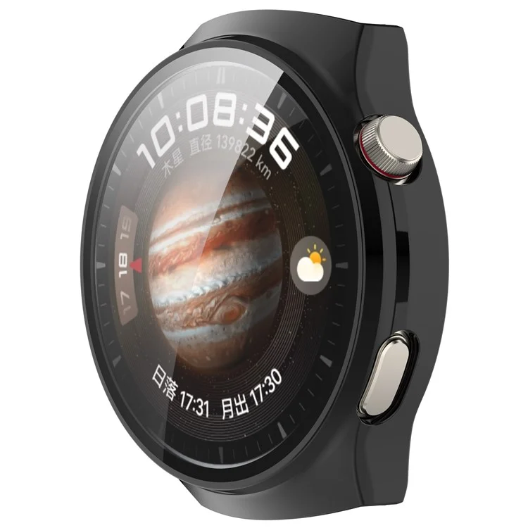 For Huawei Watch 4 Pro Hard PC Watch Case with Built-in Tempered Glass Screen Film - Black