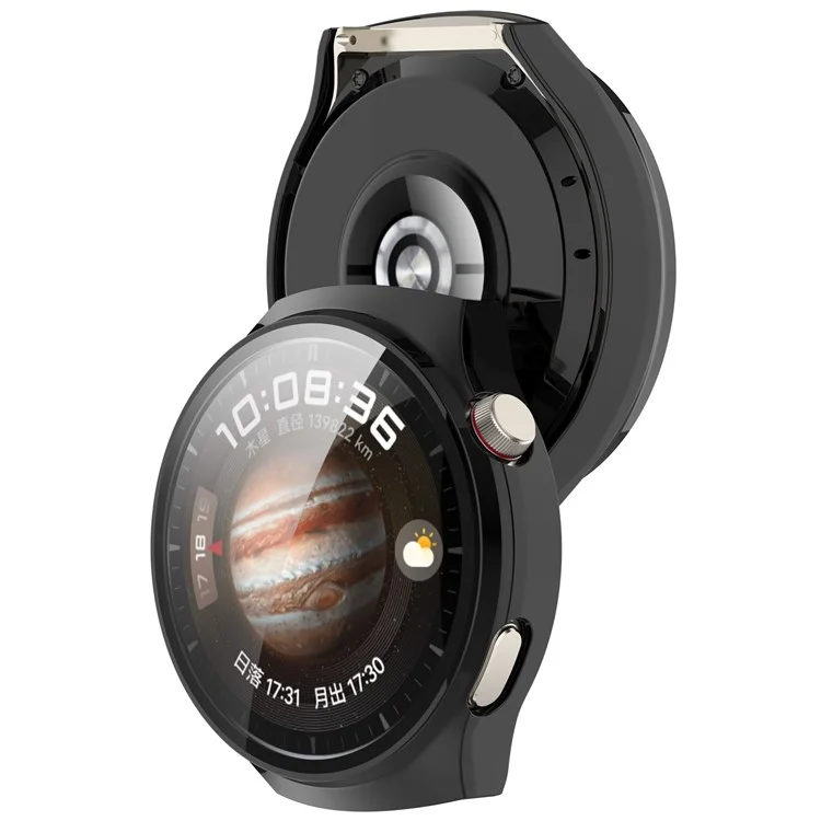 For Huawei Watch 4 Pro Hard PC Watch Case with Built-in Tempered Glass Screen Film - Black