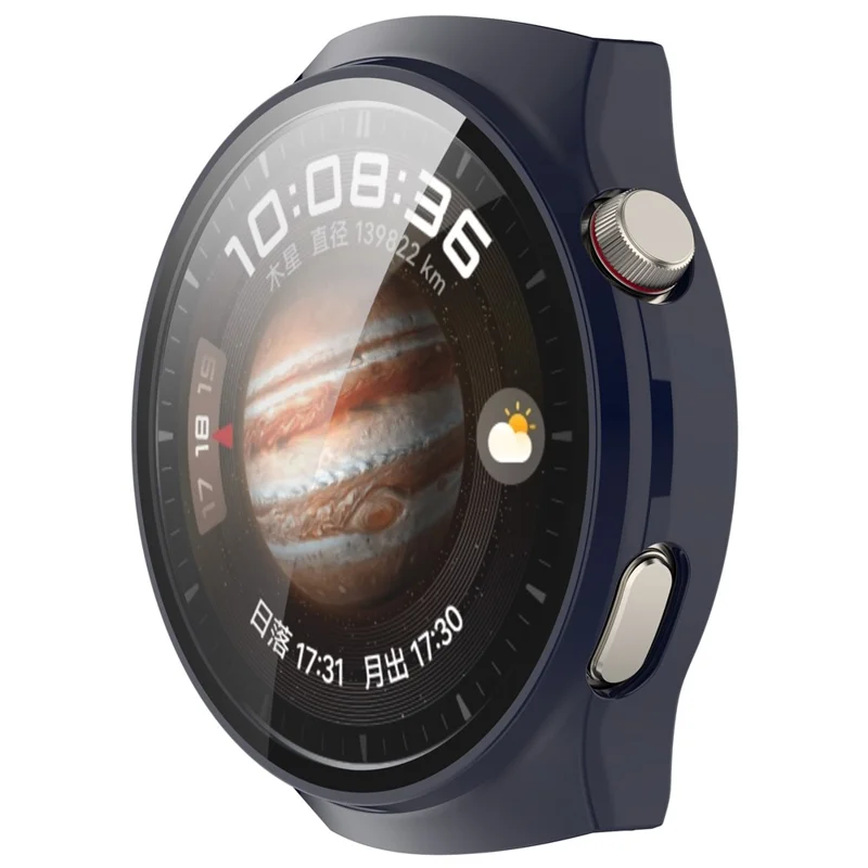 Pour Huawei Watch 4 Pro Étui en PC dur avec film de protection d'écran en verre trempé intégré - Bleu foncé