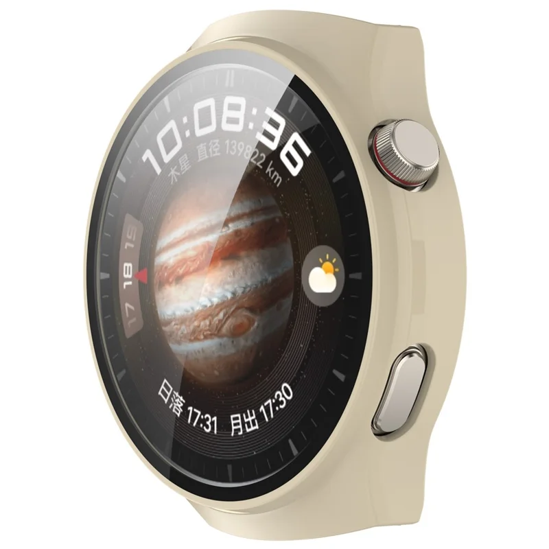 For Huawei Watch 4 Pro Hard PC Watch Case with Built-in Tempered Glass Screen Film - Ivory White