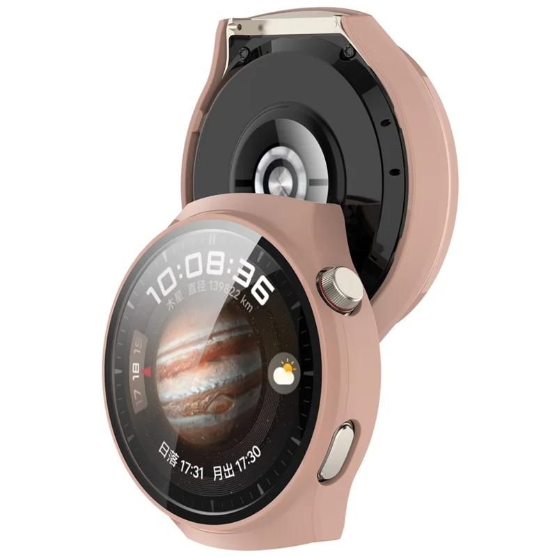 For Huawei Watch 4 Pro Hard PC Watch Case with Built-in Tempered Glass Screen Film - Pink