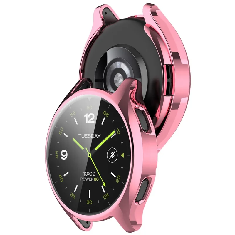 For Xiaomi Watch 2 Elektropladeret TPU Urbeskyttelse Helt Dækkende Beskyttende Cover - Pink