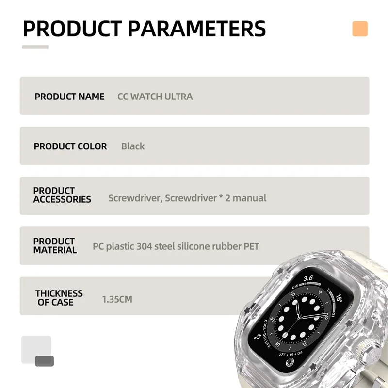 SHELLBOX pour Apple Watch Ultra 49mm / Ultra 2 49mm Étui de protection en PC avec bracelet - Blanc