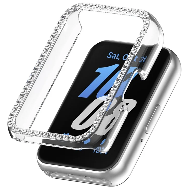 Per Samsung Galaxy Fit3 R390 Anti-Collision Watch Case Rhinestone Decor PC Hollow Clear Protective Frame
