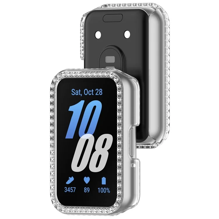 Per Samsung Galaxy Fit3 R390 Anti-Collision Watch Case Rhinestone Decor PC Hollow Clear Protective Frame