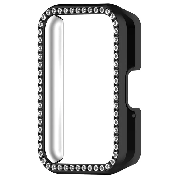 Für Samsung Galaxy Fit3 (SM-R390) Rhinestone Decor PC Watch Case Anti-Scratch Hollow Frame - Elektroplattiert Schwarz