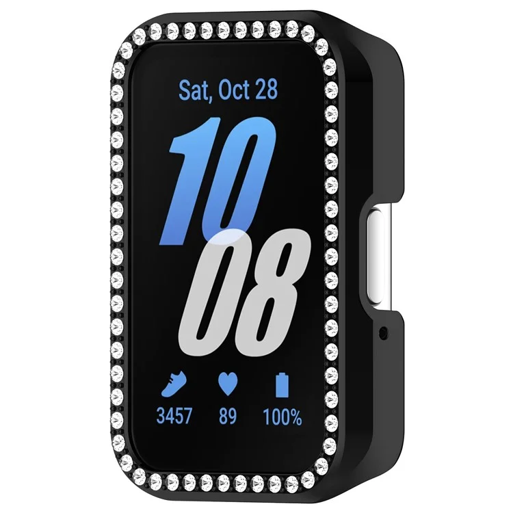 Für Samsung Galaxy Fit3 (SM-R390) Rhinestone Decor PC Watch Case Anti-Scratch Hollow Frame - Elektroplattiert Schwarz