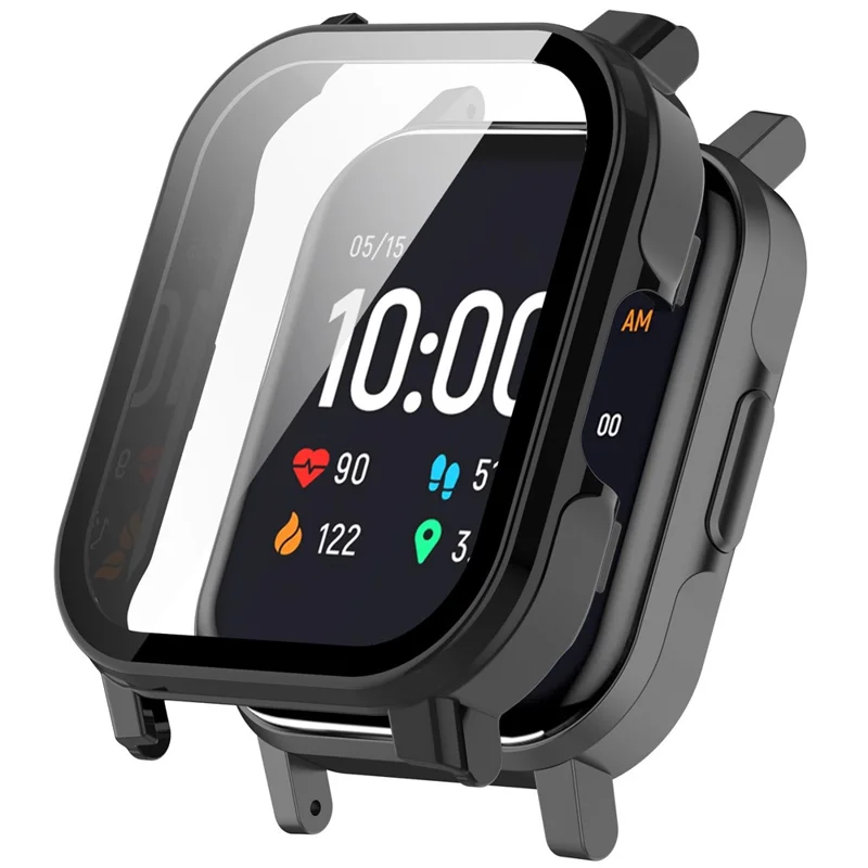 Para Haylou Smart Watch 2 LS02 Anti-Drop PC Watch Case com Filme de Vidro Temperado Integrado - Preto