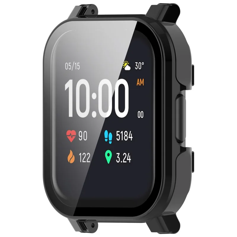 Para Haylou Smart Watch 2 LS02 Anti-Drop PC Watch Case com Filme de Vidro Temperado Integrado - Preto