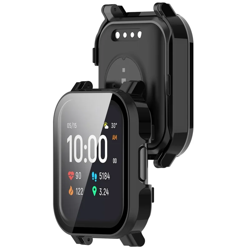 Para Haylou Smart Watch 2 LS02 Anti-Drop PC Watch Case com Filme de Vidro Temperado Integrado - Preto