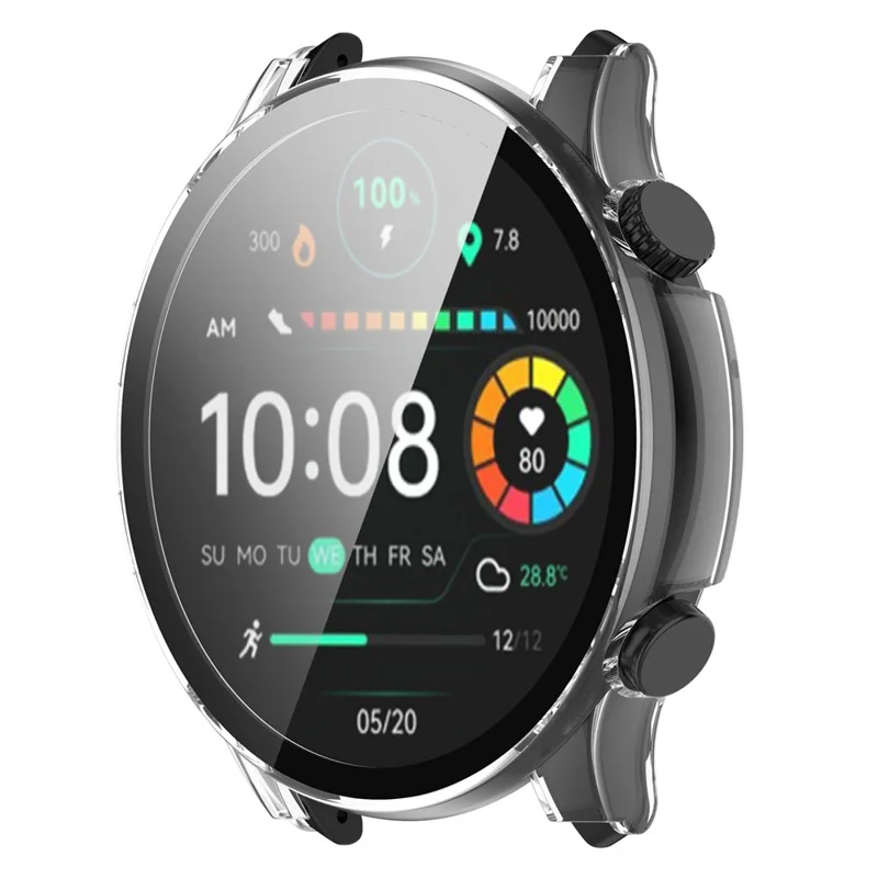 For Haylou Solar Plus RT3/LS16 Hard PC Watch Protective Cover with Built-in Tempered Glass Screen Protector - Transparent