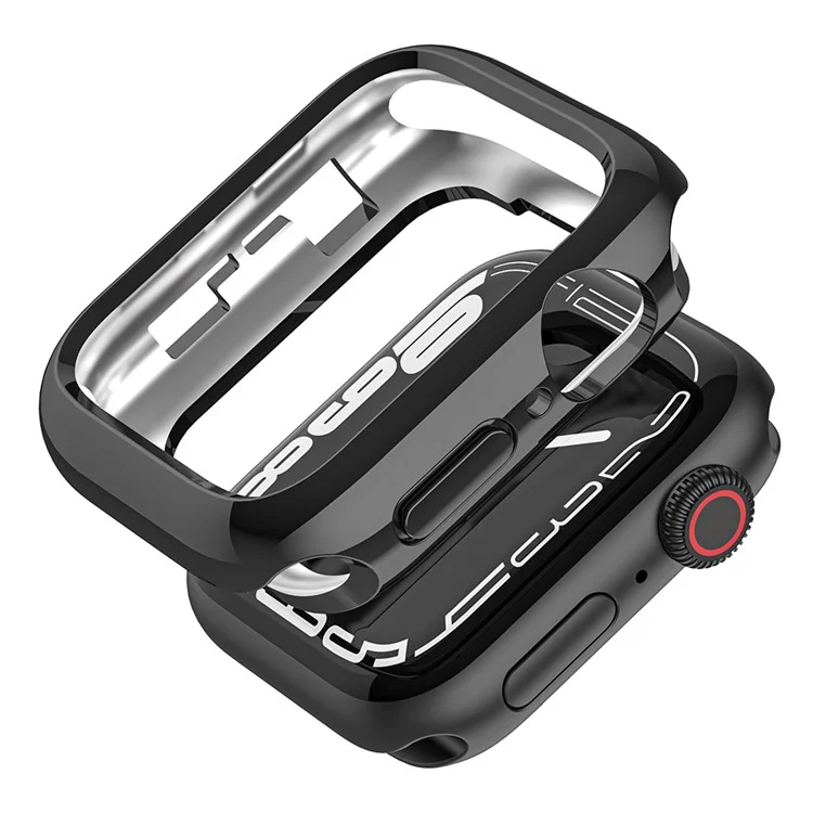 For Apple Watch Series 9 8 7 45mm / 6 5 4 SE (2023) SE (2022) SE 44mm / 3 2 1 42mm TPU Watch Cover Electroplated Hollow Frame - Black