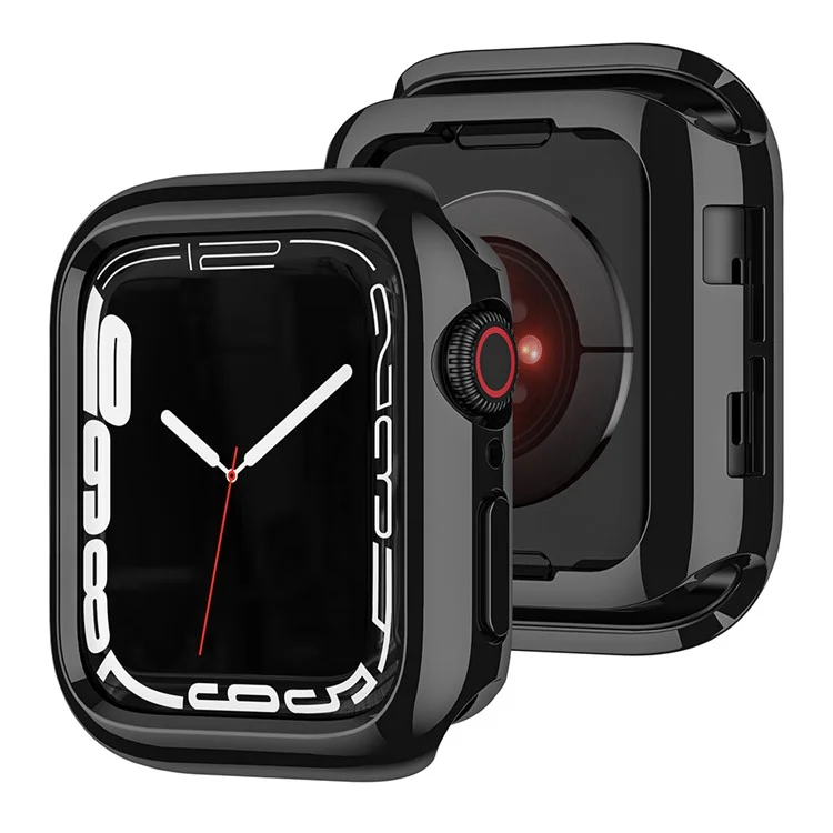 For Apple Watch Series 9 8 7 45mm / 6 5 4 SE (2023) SE (2022) SE 44mm / 3 2 1 42mm TPU Watch Cover Electroplated Hollow Frame - Black