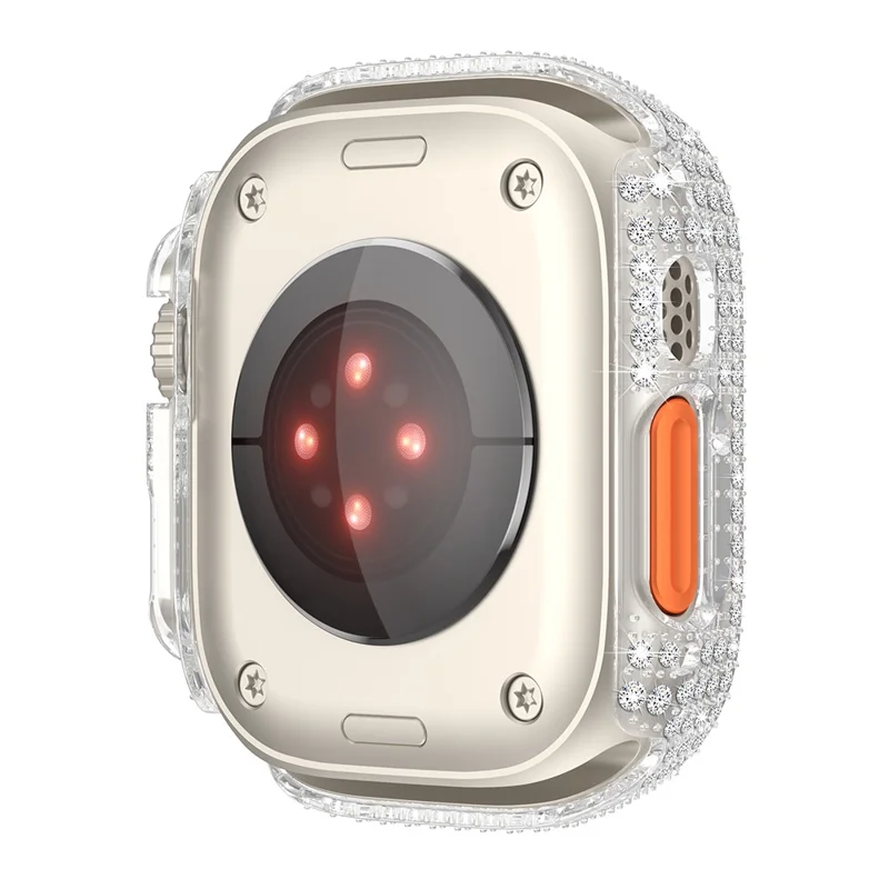 For Apple Watch Ultra 3 / Ultra 2 / Ultra 49mm Watch Case Rhinestone Decor Hard PC Protective Frame - Transparent