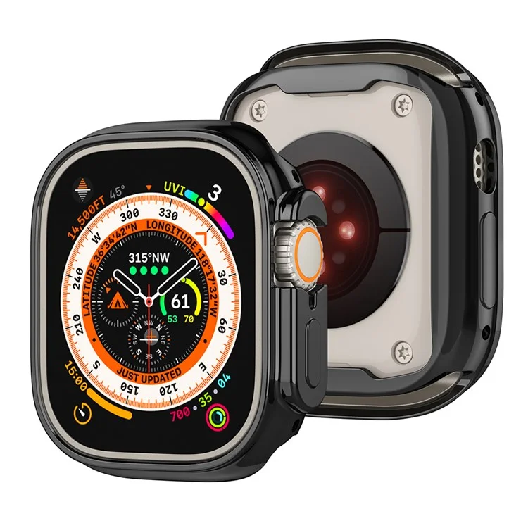 Для Apple Watch Ultra / Ultra 2 49мм Electroplating TPU Watch Case Hollow Anti-Drop Frame - Чёрный
