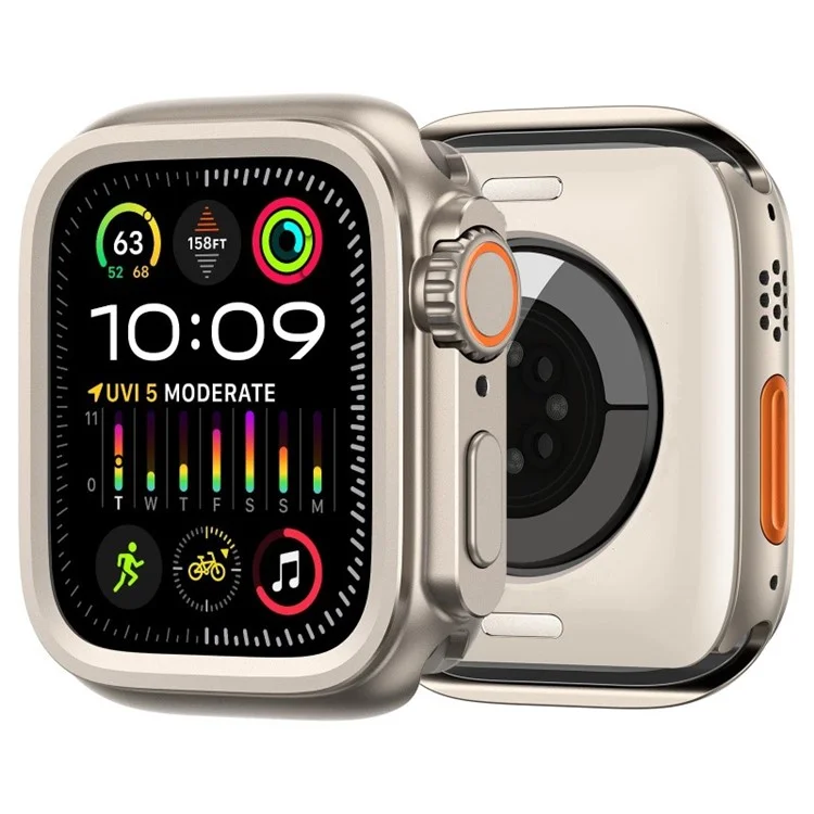 For Apple Watch Series 9  /  8  /  7 45mm Aluminum Alloy Watch Cover Protective Case - Titanium