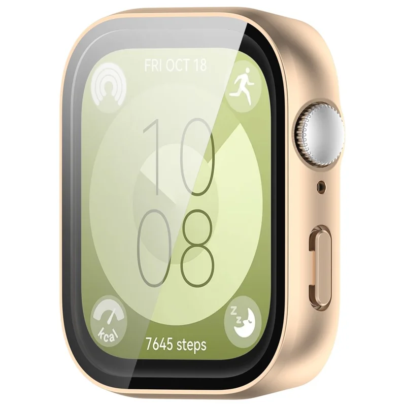 Per Huawei Watch Fit 3 Custodia per orologio PC Frame con protezione dello schermo in vetro temperato - Oro opaco