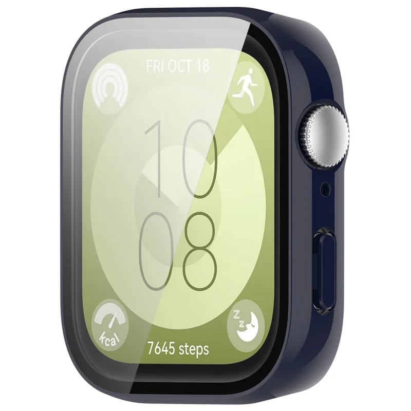 For Huawei Watch Fit 3 Watch Case PC Frame with Tempered Glass Screen Protector - Ink Blue