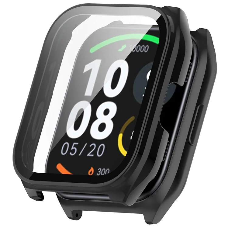 For Haylou Smart Watch 2 Pro (LS02 Pro) PC Protective Watch Case with Tempered Glass Screen Protector - Black