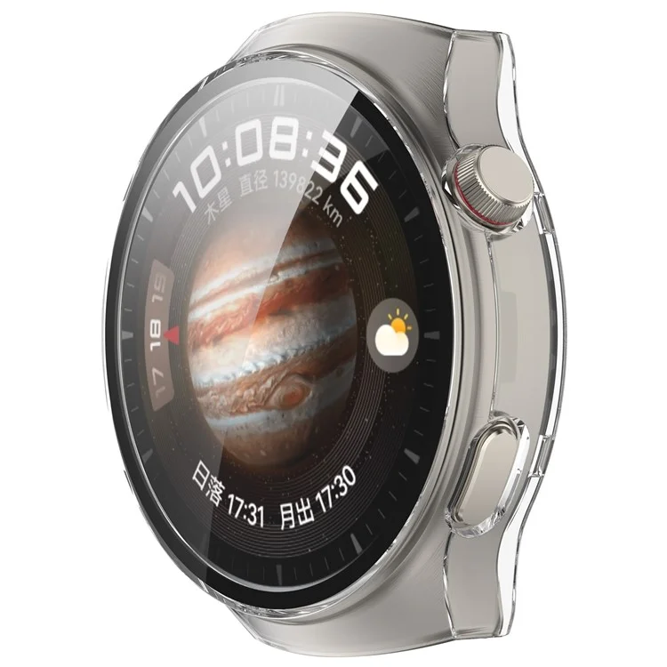 Per Huawei Watch 4 Pro Space Edition Smartwatch PC Frame Case con Pellicola Protettiva Curva in Vetro Temperato - Bianco Trasparente