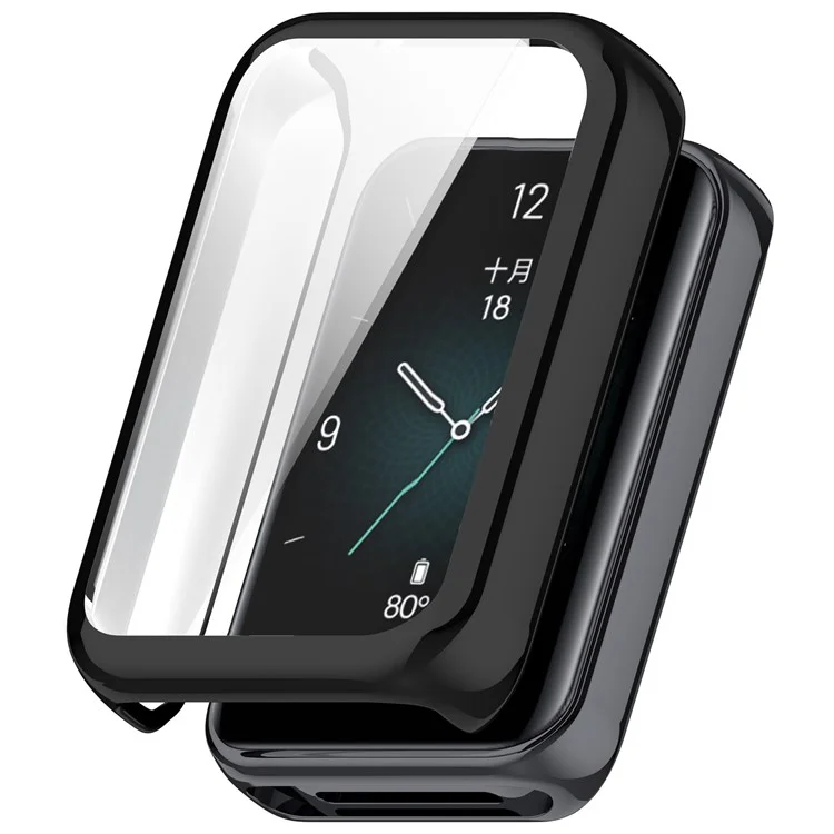 Electroplating Full-Wrapped Watch Frame Case for Honor Band 9 Shockproof TPU Protector - Black