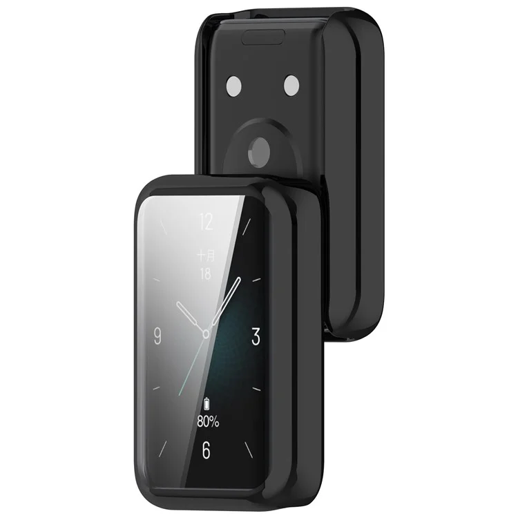 Electroplating Full-Wrapped Watch Frame Case for Honor Band 9 Shockproof TPU Protector - Black