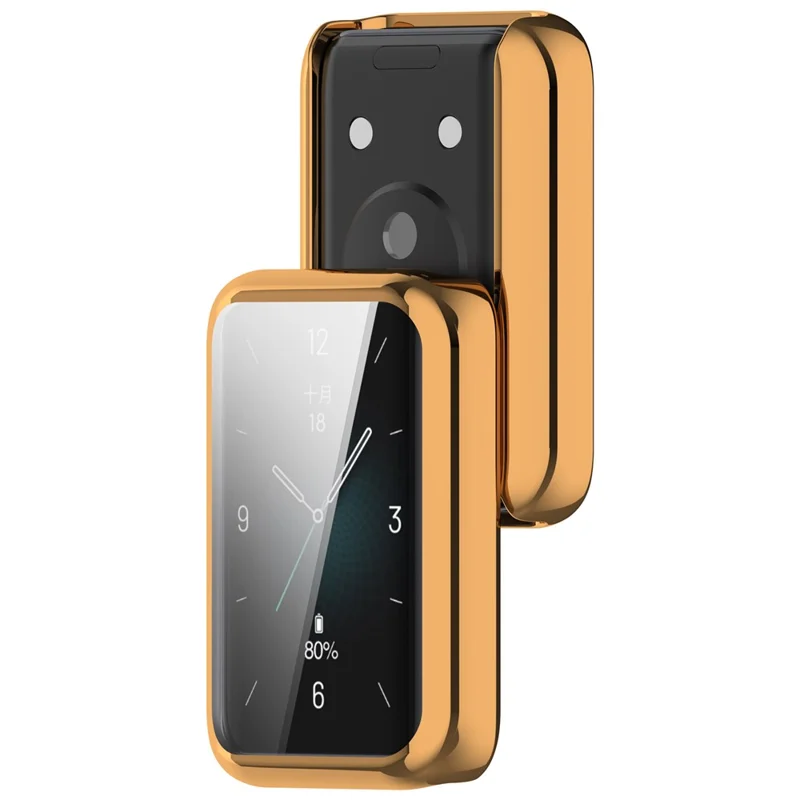 Electroplating Full-Wrapped Watch Frame Case for Honor Band 9 Shockproof TPU Protector - Rose Gold