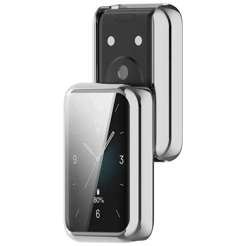 Elektropladeret, heltilstødende urkasse til Honor Band 9, stødfast TPU-beskyttelse - Sølv