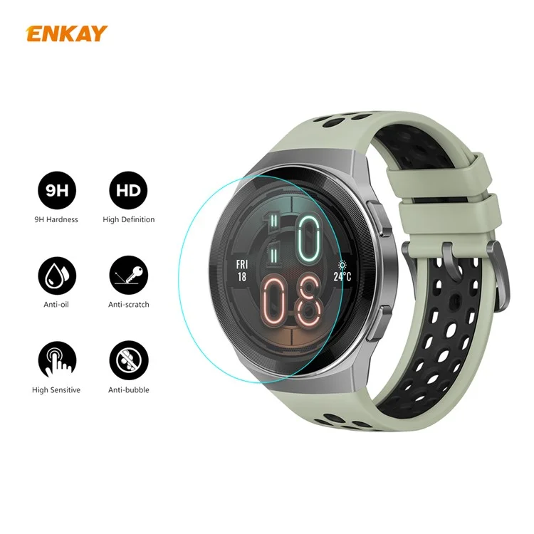 HAT PRINCE 2Pcs/Pack 0.2mm 9H 2.15D Tempered Glass Screen Films for Huawei Watch GT 2e 46mm Vitality Edition