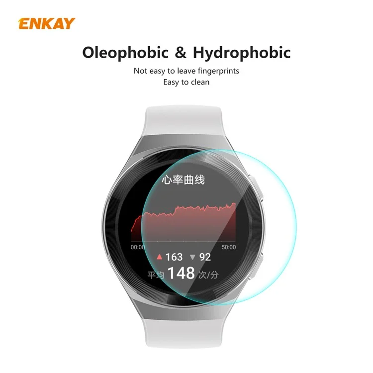 HAT PRINCE 2Pcs/Pack 0.2mm 9H 2.15D Tempered Glass Screen Films for Huawei Watch GT 2e 46mm Vitality Edition