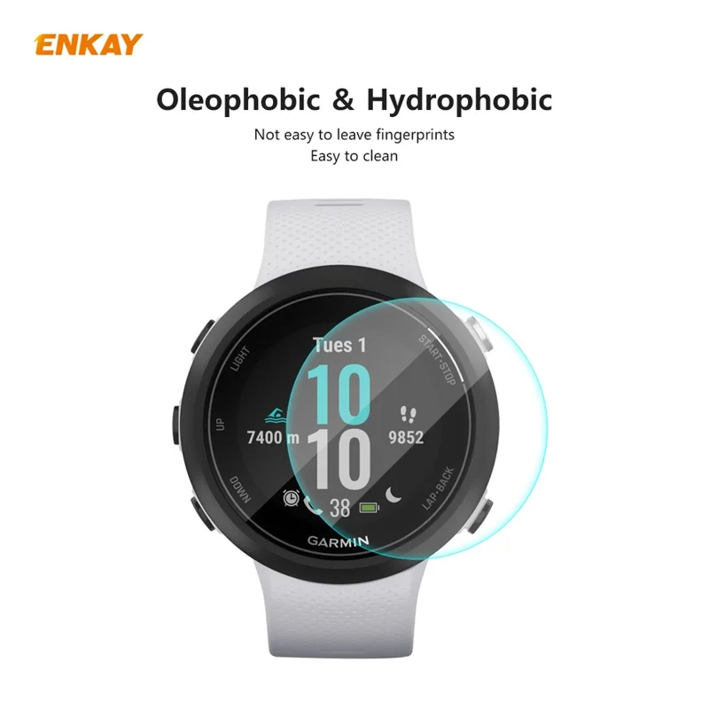 HAT PRINCE 2Pcs/Pack 0.2mm 9H 2.15D Tempered Glass Screen Protectors for Garmin Swim 2