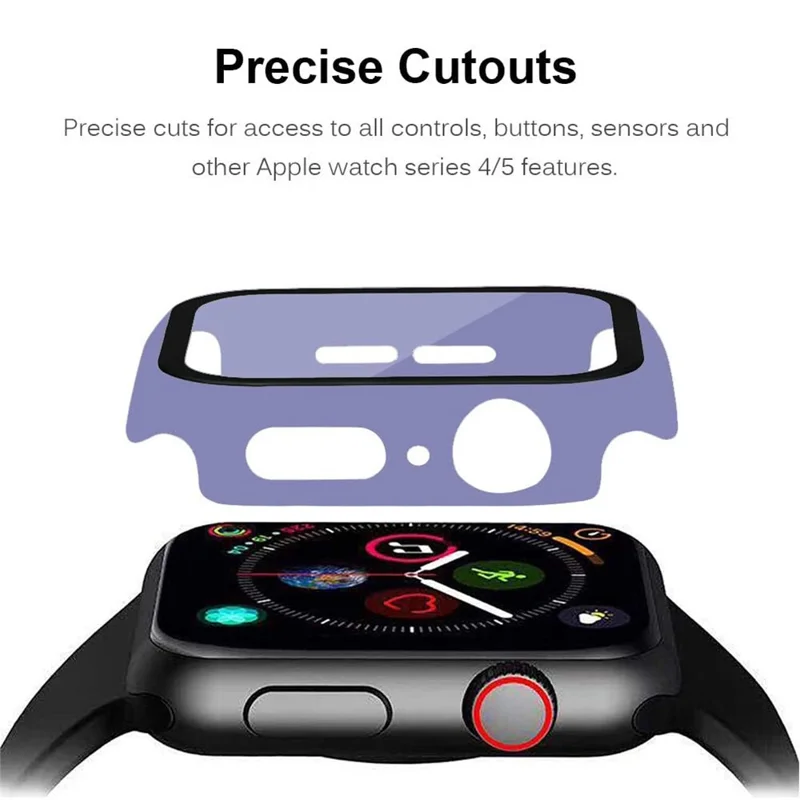 Frame PC + Tempered Glass Protector Watch Case for Apple Watch Series 3 / 2 / 1 38mm - Purple