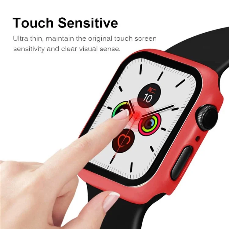 Frame PC + Tempered Glass Protector Watch Case for Apple Watch Series 3 / 2 / 1 38mm - Red