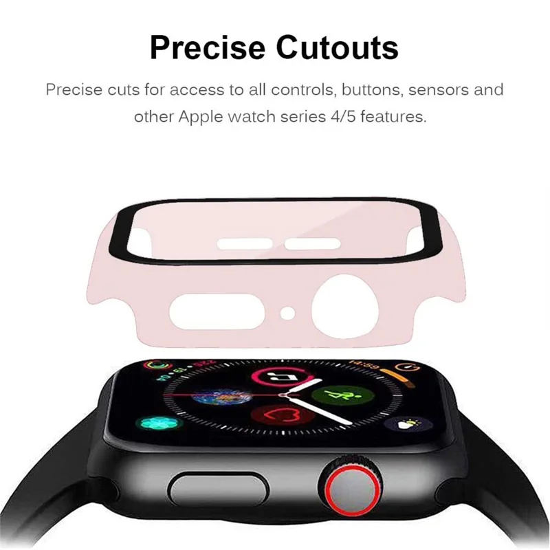 Frame PC + Tempered Glass Protector Watch Case for Apple Watch Series 3 / 2 / 1 38mm - Pink