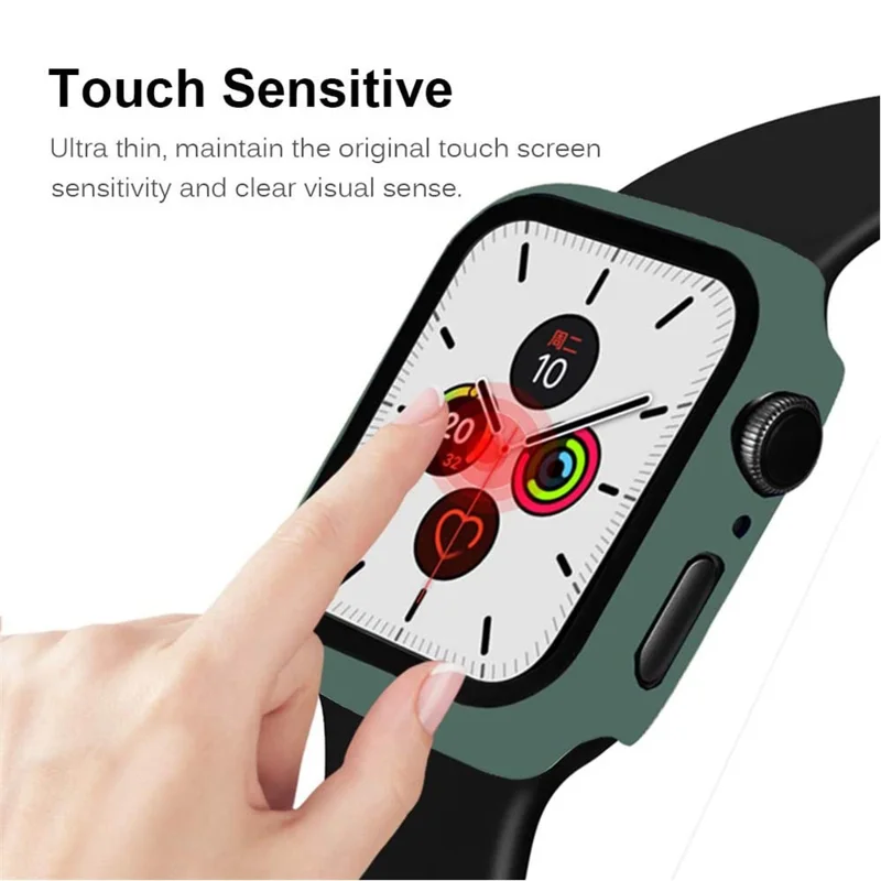 2-in-1 Frame PC + Tempered Glass Protector Watch Case for Apple Watch Series 3/2/1 42mm - Dark Green